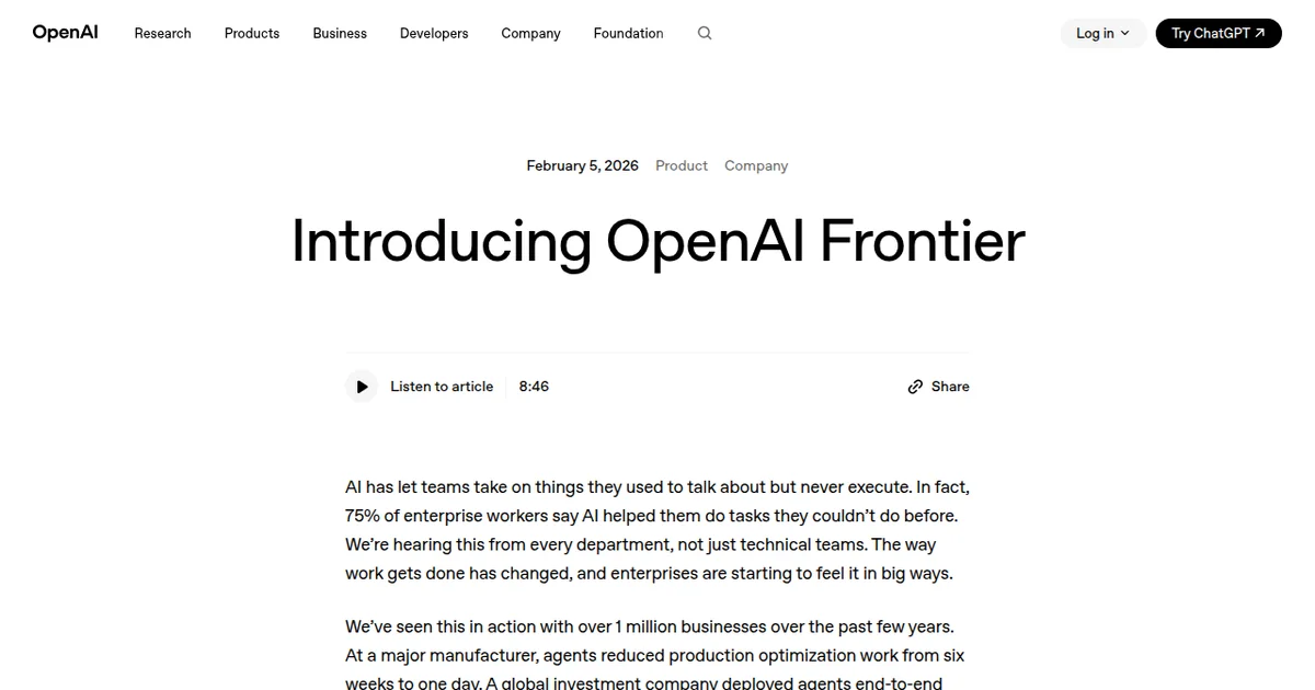 OpenAI Frontier - AI Agent Review | Agent Finder